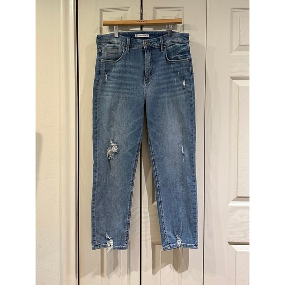 Whetherly Everette High Rise Cropped Vintage Wash Distressed Mom Jeans 32 14 - Picture 3 of 12